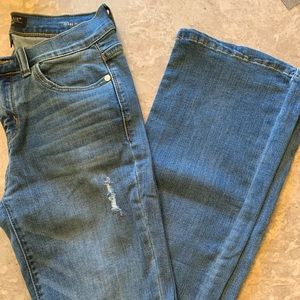 Distressed flare jeans